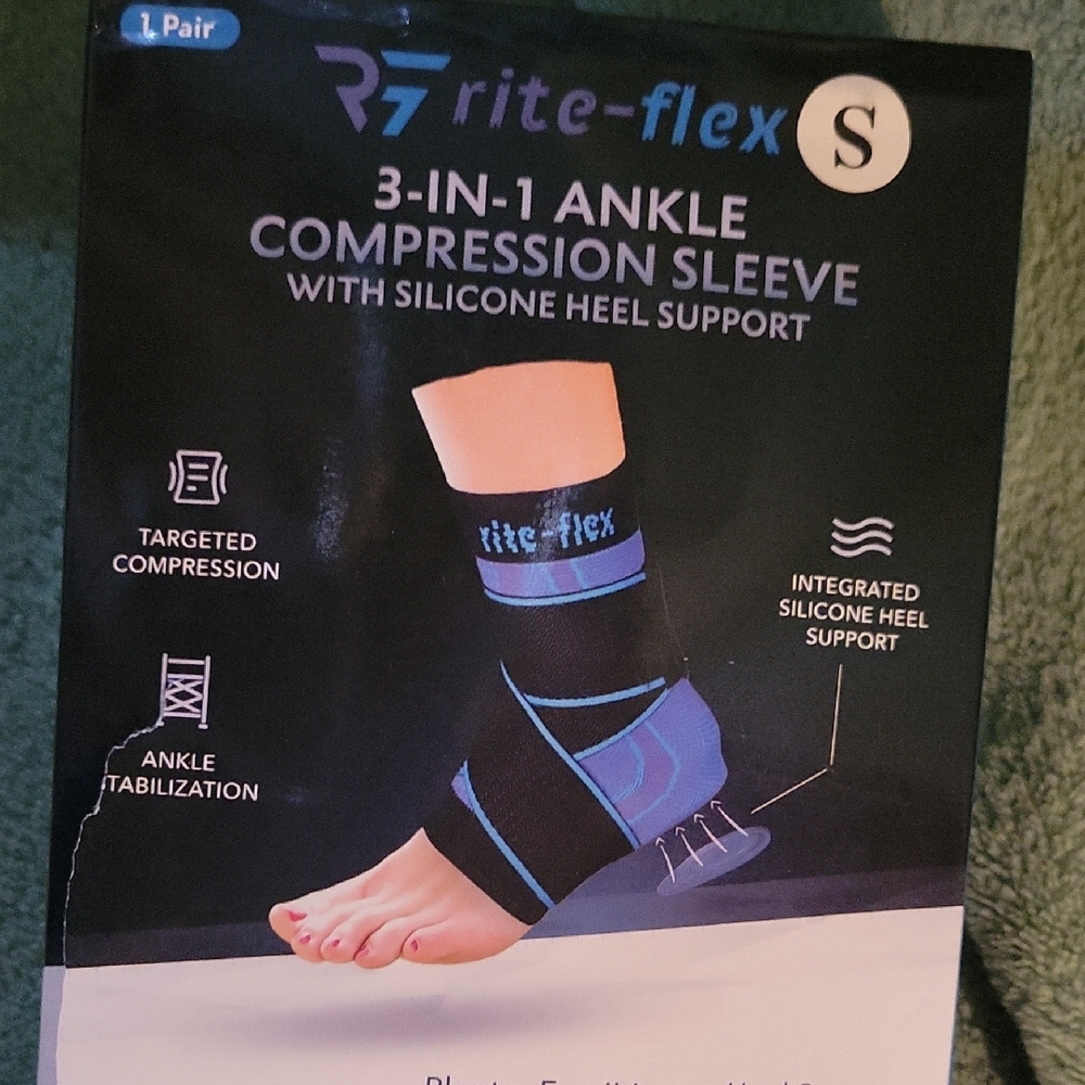 Black and Blue Ankle Compression Sleeve